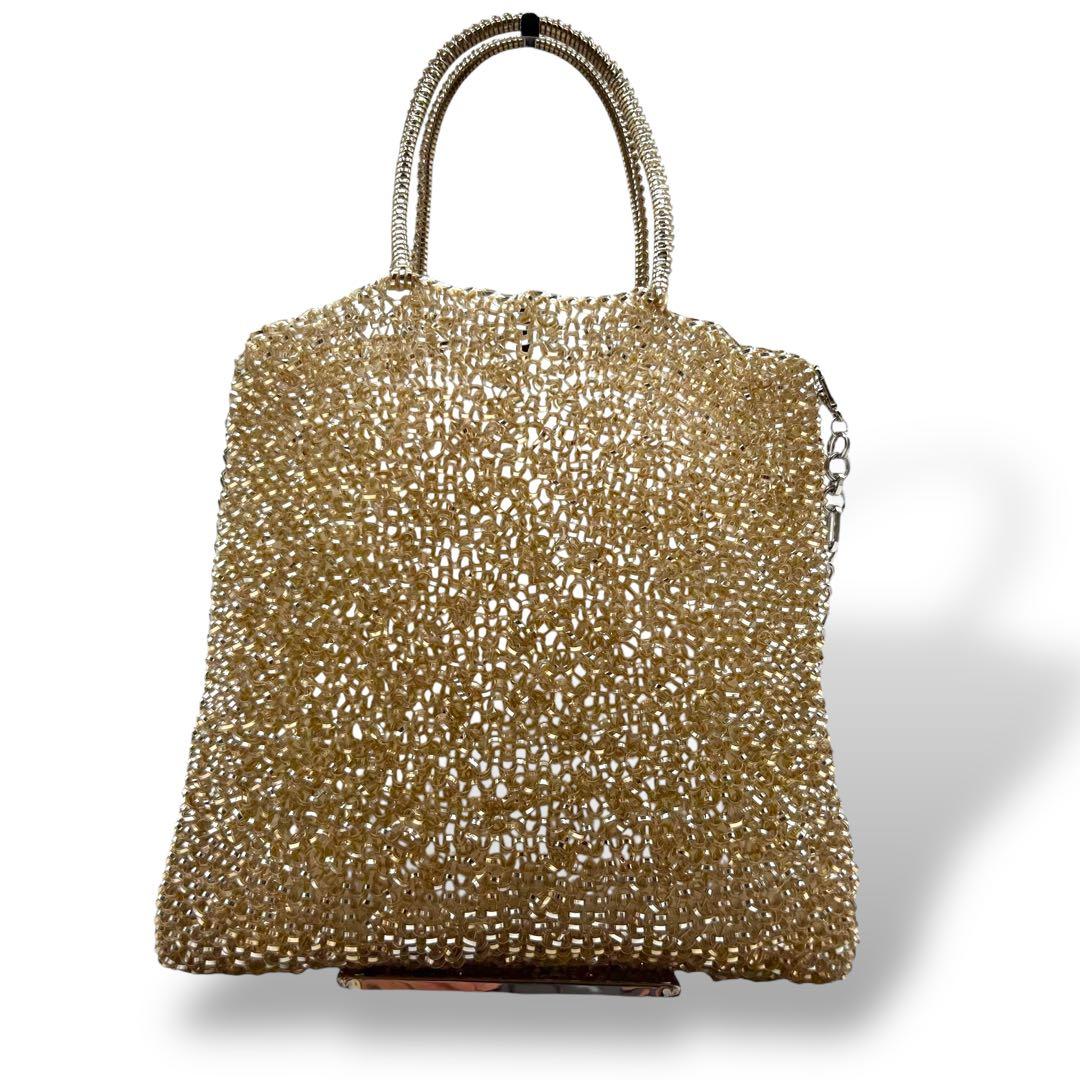 【未使用級】アンテプリマ スクエア ラージ 2way ワイヤーバッグ ゴールド