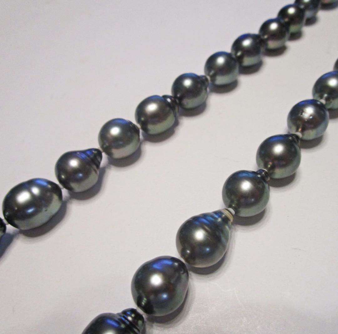 専用☆美品☆希少黒蝶本真珠ネックレス ９.３-１２.８ミリ ブラック