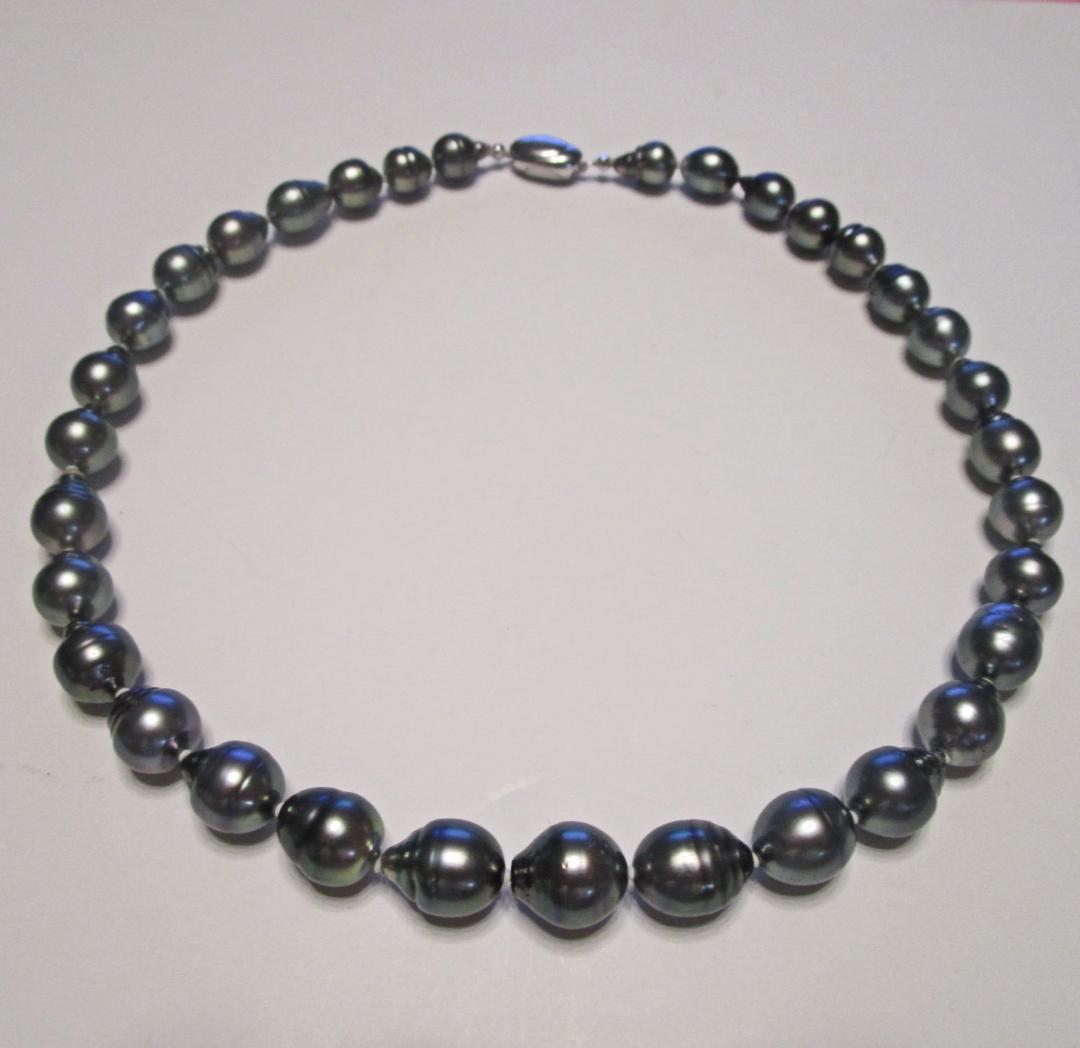 専用☆美品☆希少黒蝶本真珠ネックレス ９.３-１２.８ミリ ブラック