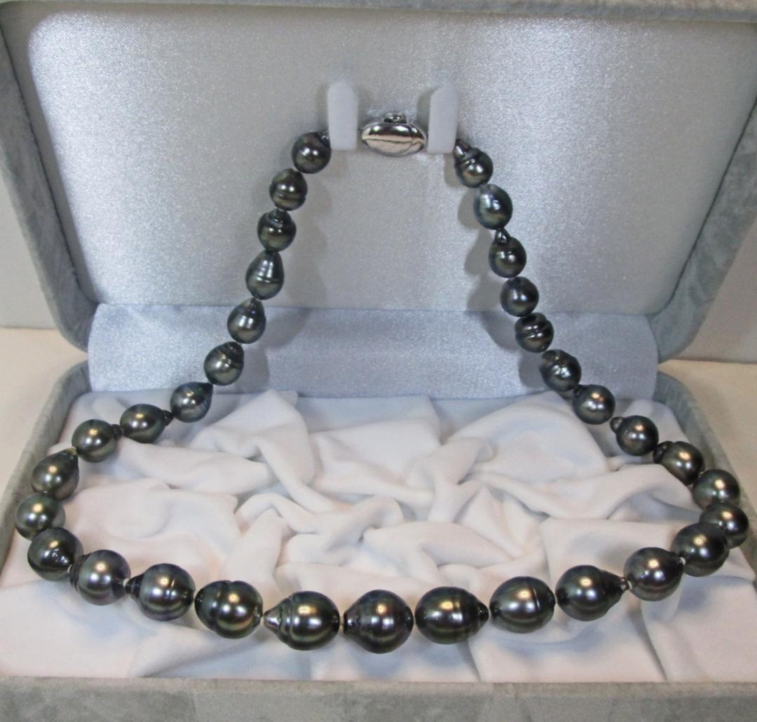専用☆美品☆希少黒蝶本真珠ネックレス ９.３-１２.８ミリ ブラック