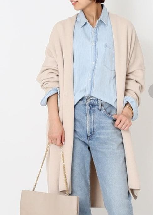 ドゥーズィエムクラス Twins cotton ショートガウン ノーカラー