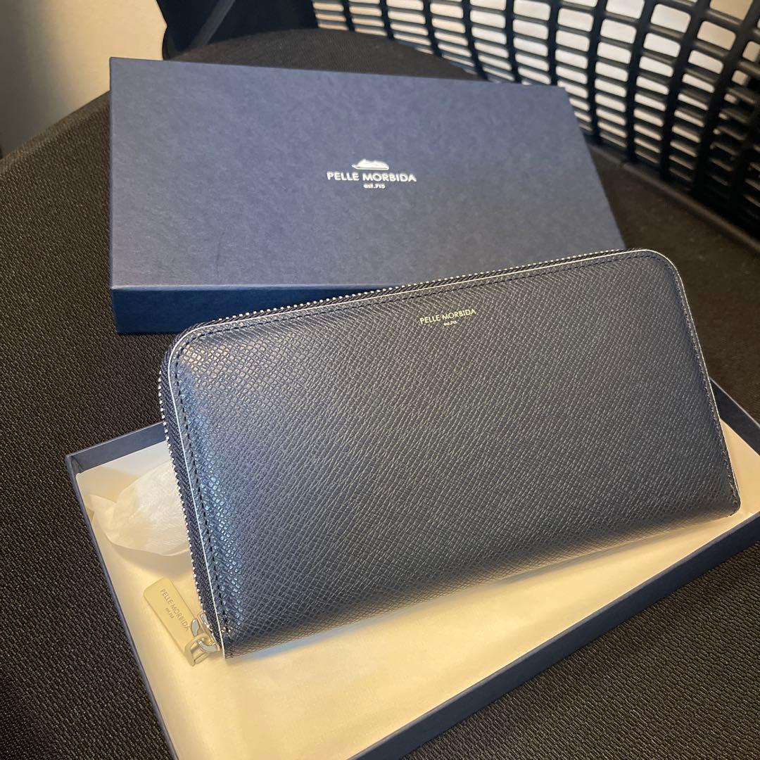 PELLE MORBIDA 財布　ネイビー　新品未使用　箱付き　百貨店購入