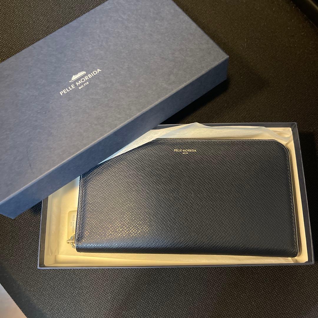 PELLE MORBIDA 財布　ネイビー　新品未使用　箱付き　百貨店購入