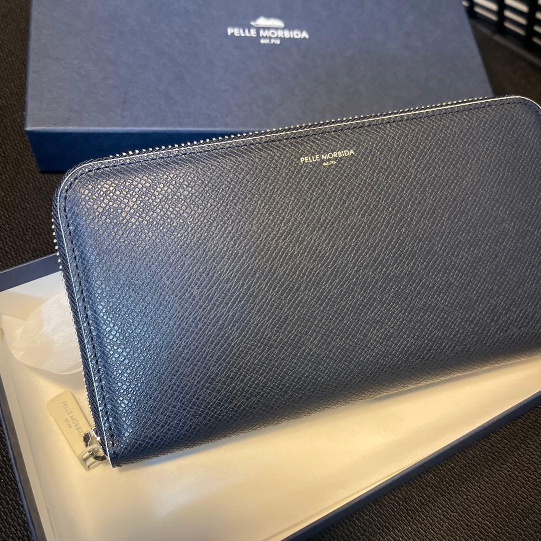 PELLE MORBIDA 財布　ネイビー　新品未使用　箱付き　百貨店購入
