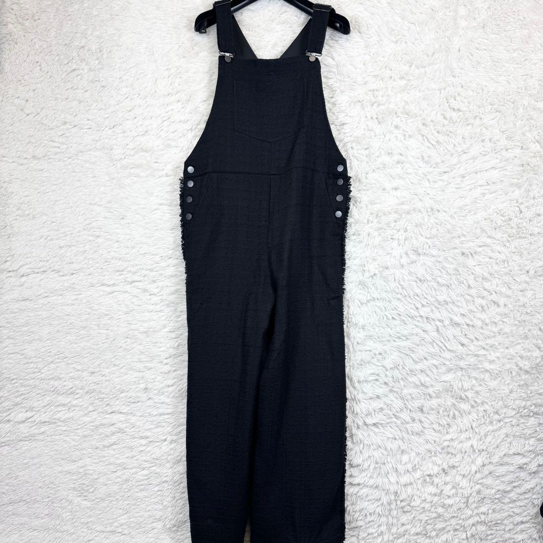 【美品】フレームワーク 20th ツイード オーバーオール ブラック 38 M