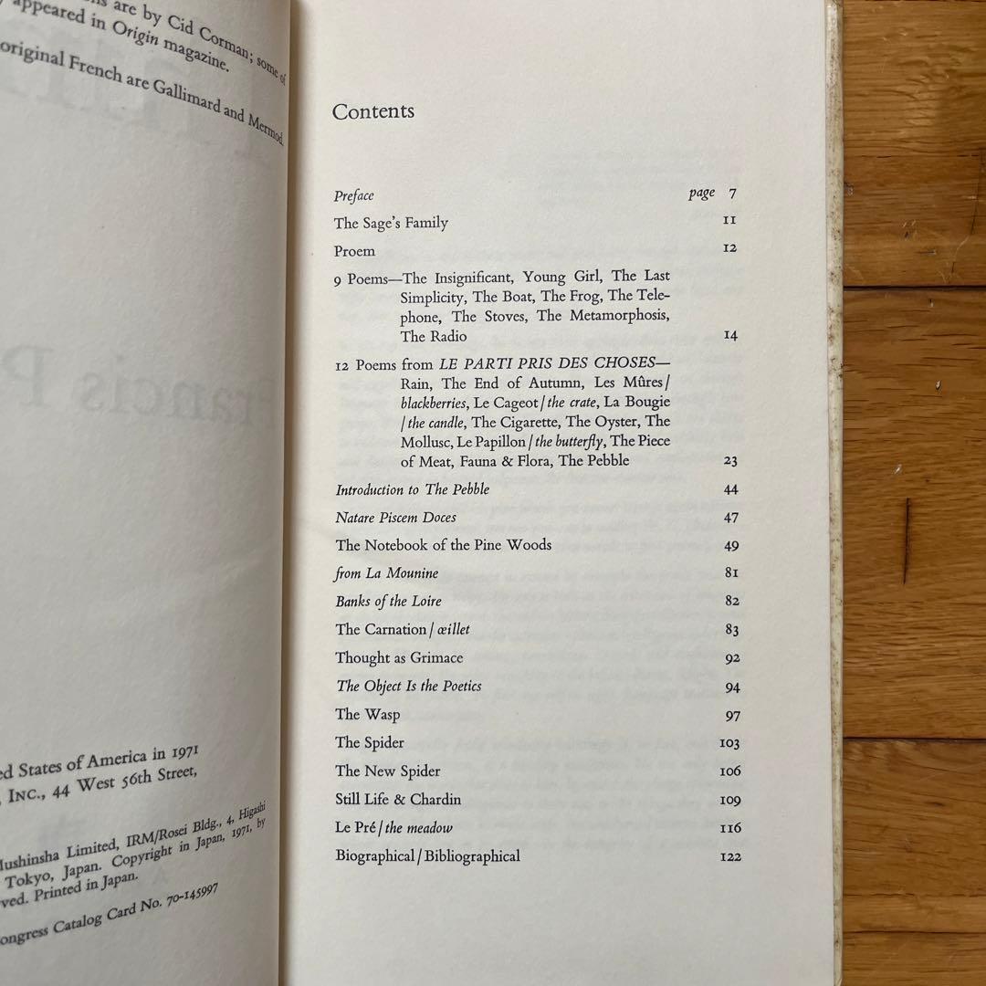 洋書　Francis Ponge　Things