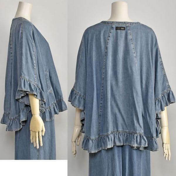 ayane テンセルデニムフリルポンチョ