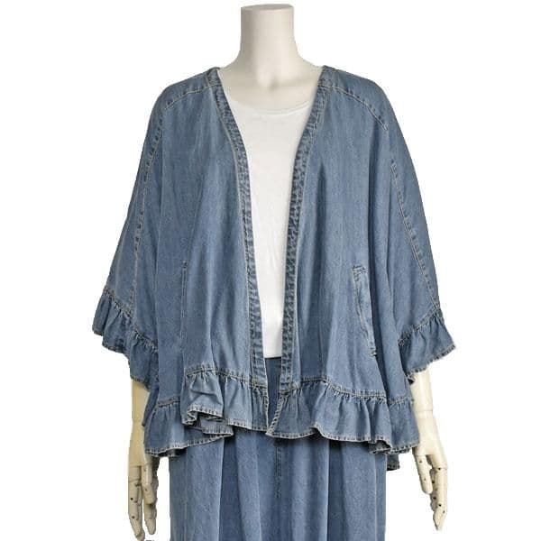 ayane テンセルデニムフリルポンチョ