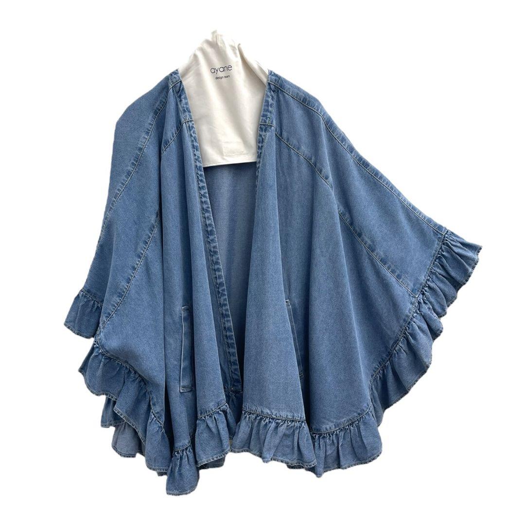 ayane テンセルデニムフリルポンチョ