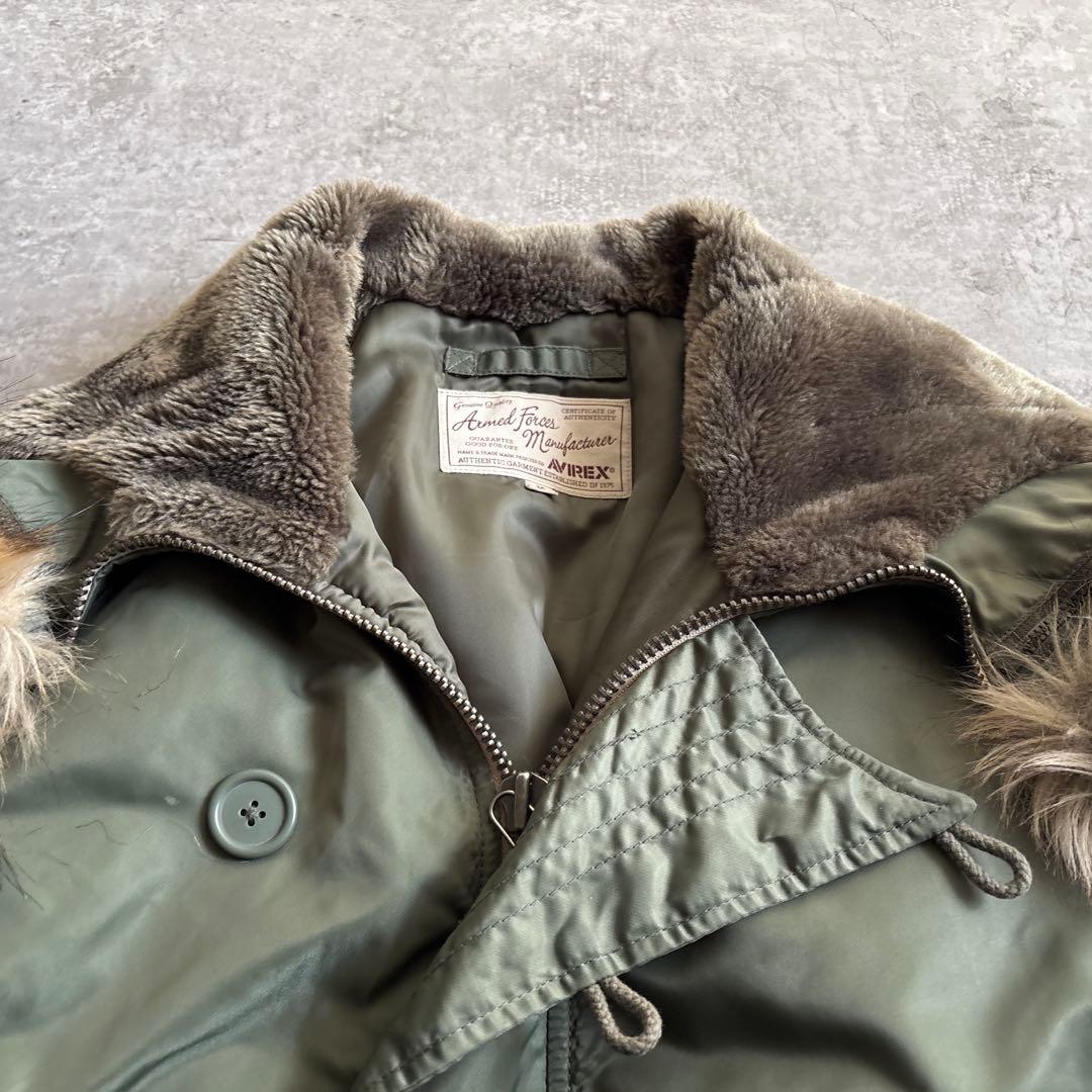美品■AVIREX【M】N2B フライトジャケット フード ファー 短丈 Y2K