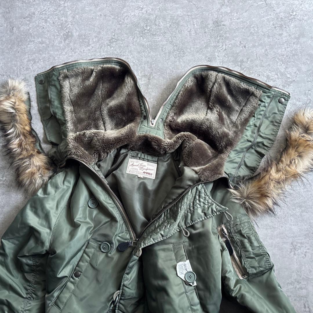 美品■AVIREX【M】N2B フライトジャケット フード ファー 短丈 Y2K