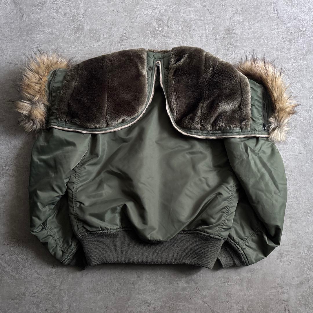 美品■AVIREX【M】N2B フライトジャケット フード ファー 短丈 Y2K