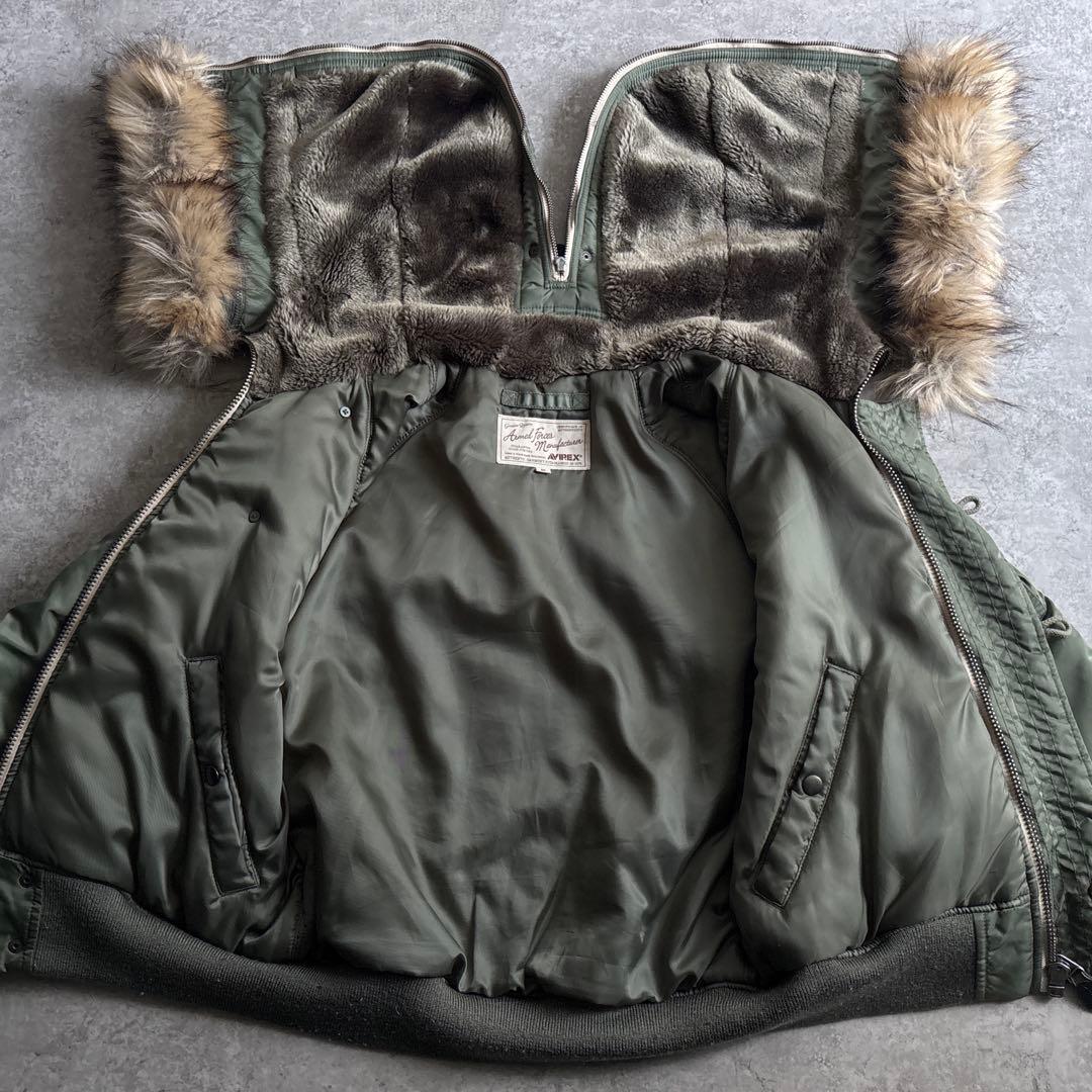 美品■AVIREX【M】N2B フライトジャケット フード ファー 短丈 Y2K