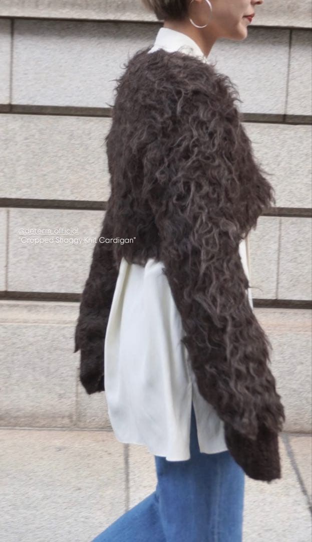 美品　determ; マフラー　リサイクルヤーンシャギーニットスカーフ　カカオ