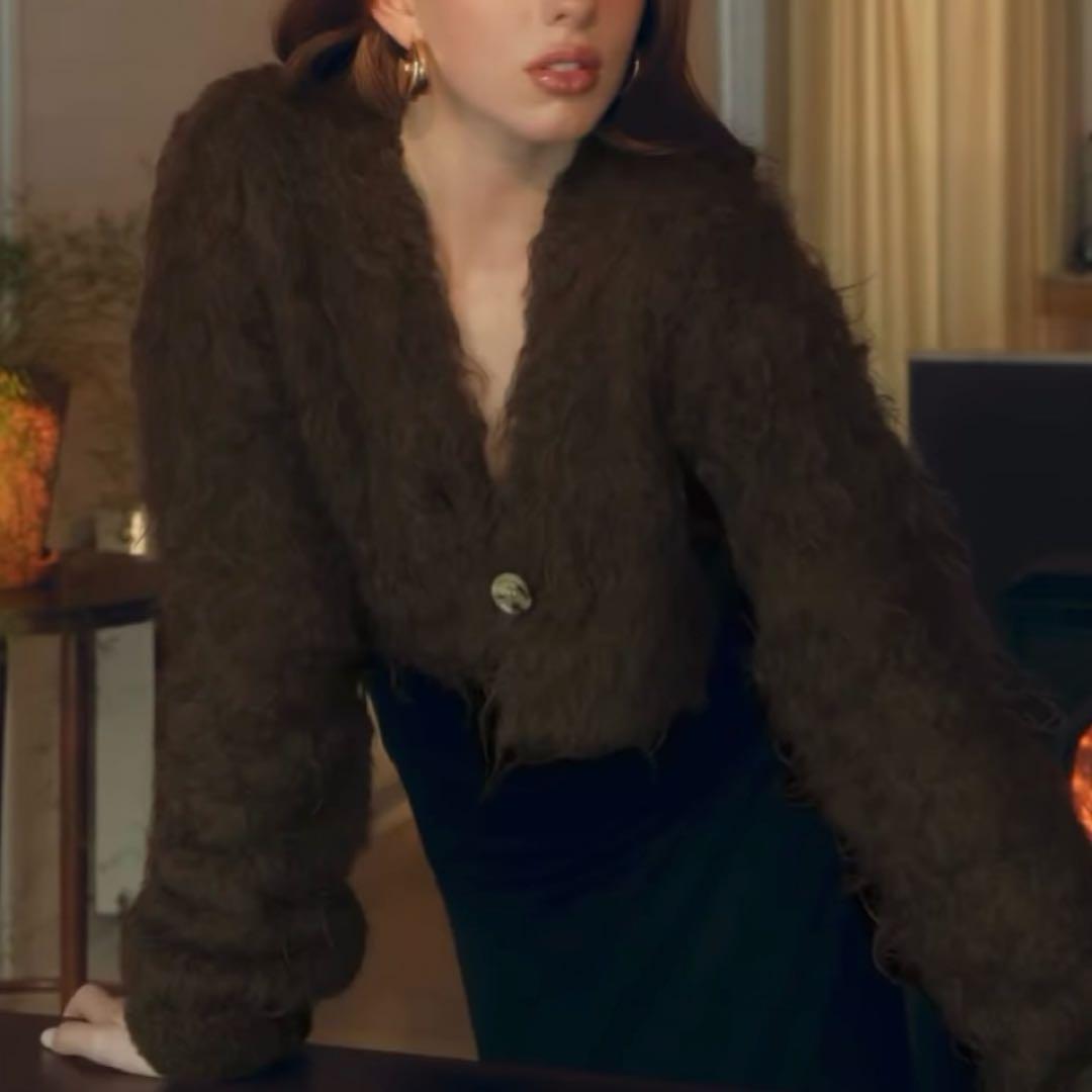 美品　determ; マフラー　リサイクルヤーンシャギーニットスカーフ　カカオ