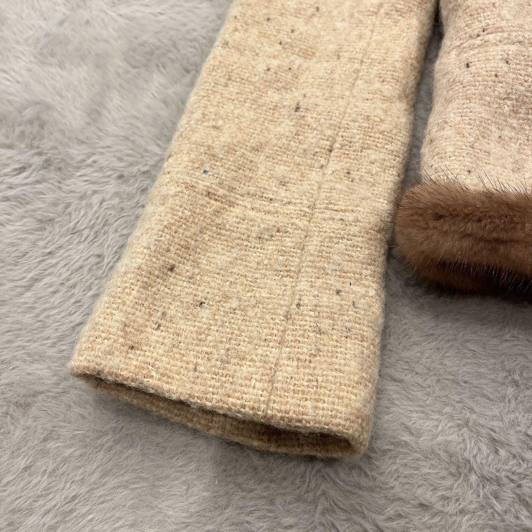 Harrods♡ミンクファー付ショート丈 ウールコート モヘア 裏地シルク 1