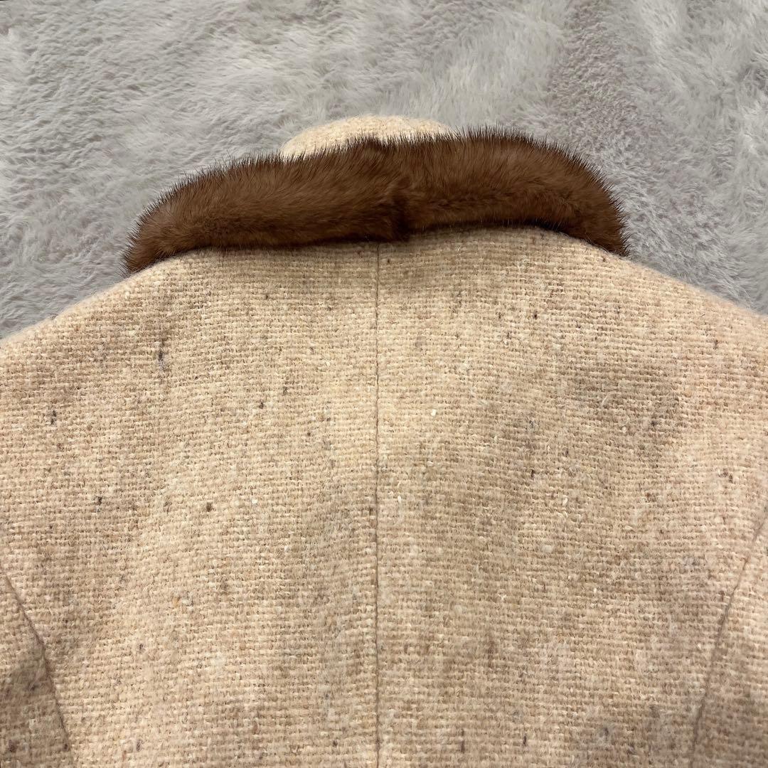 Harrods♡ミンクファー付ショート丈 ウールコート モヘア 裏地シルク 1