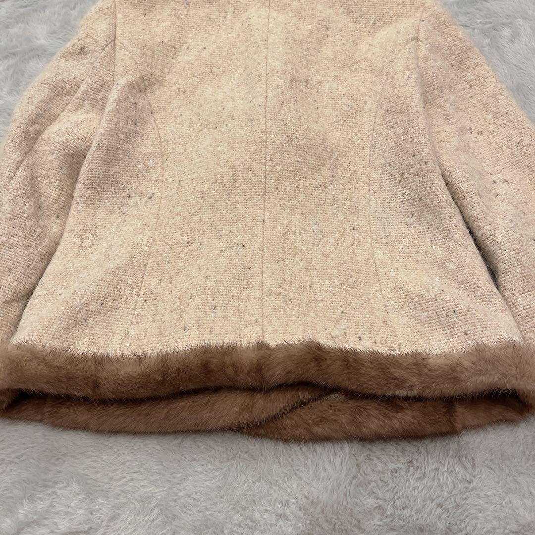 Harrods♡ミンクファー付ショート丈 ウールコート モヘア 裏地シルク 1