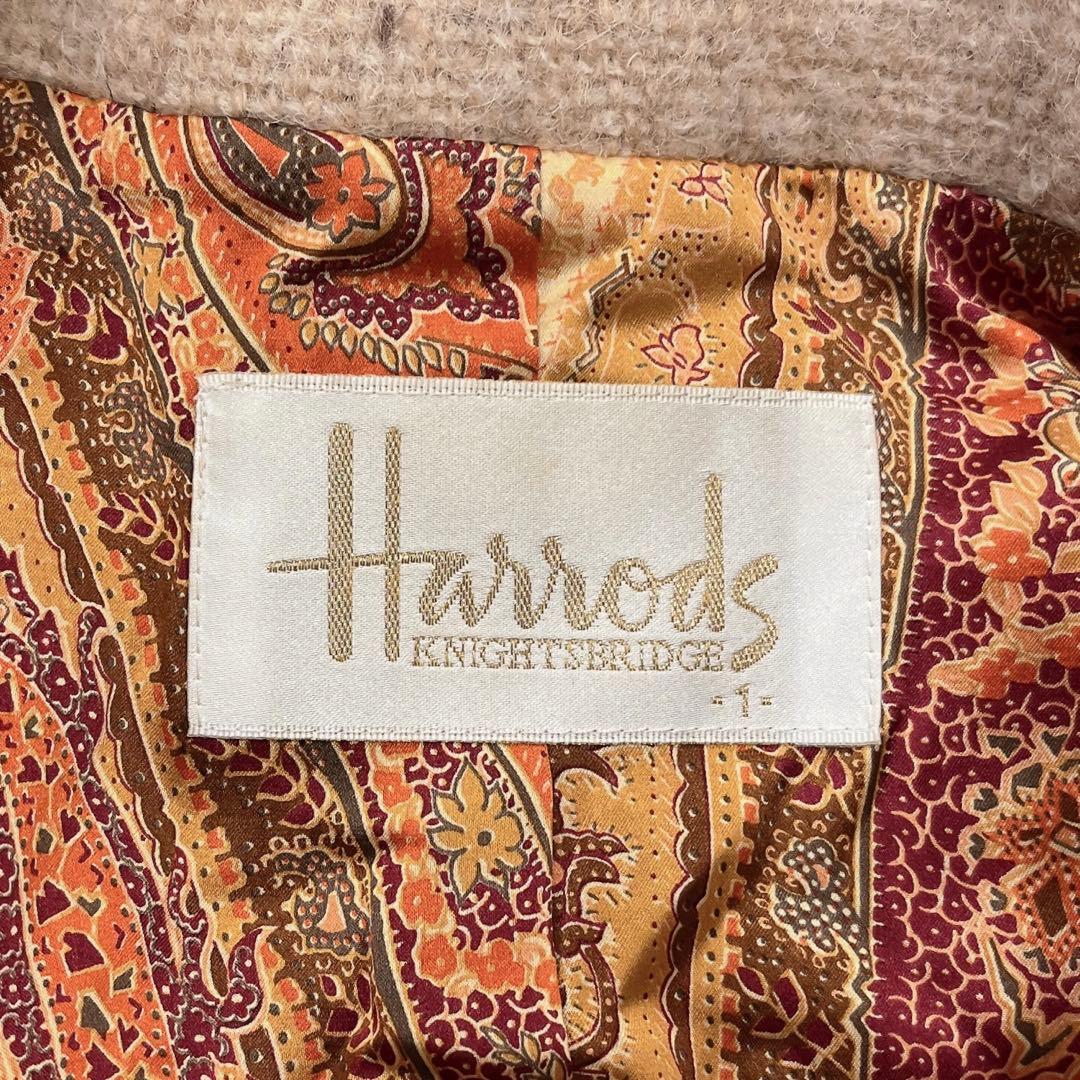 Harrods♡ミンクファー付ショート丈 ウールコート モヘア 裏地シルク 1