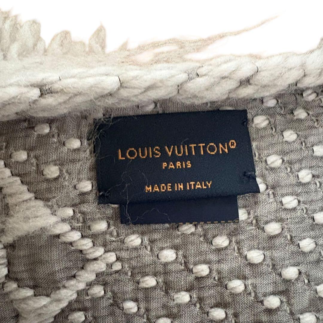 美品　ルイヴィトン ロゴマニア　ニットマフラー グレー