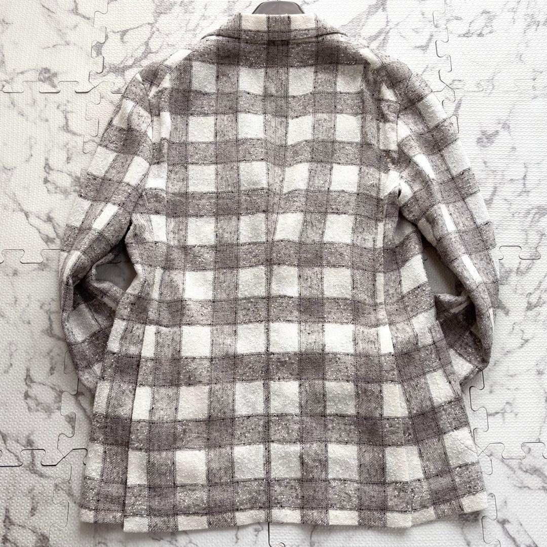 極美品✨TAGLIATORE チェック リネン テーラードジャケット ネップ加工