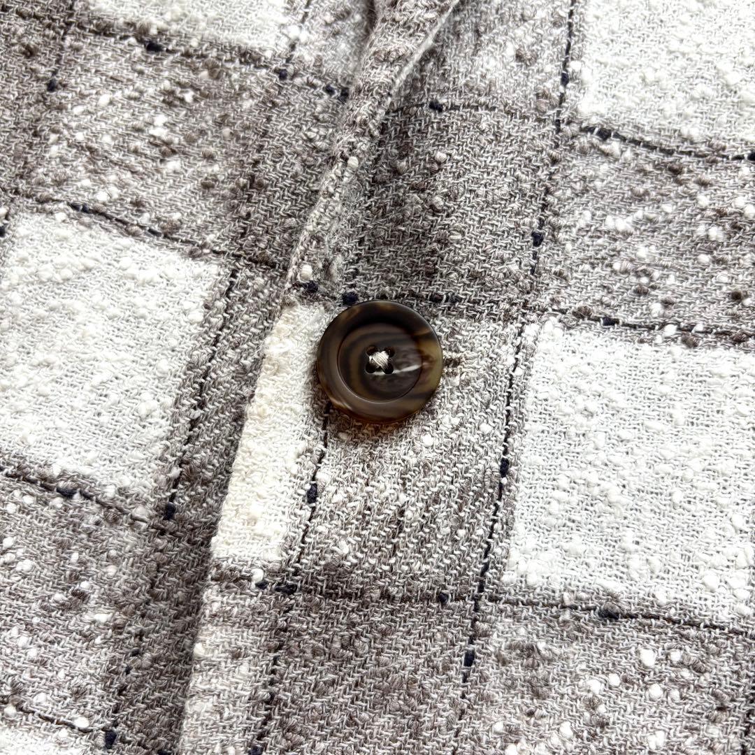 極美品✨TAGLIATORE チェック リネン テーラードジャケット ネップ加工