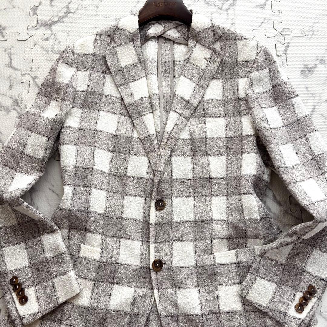 極美品✨TAGLIATORE チェック リネン テーラードジャケット ネップ加工