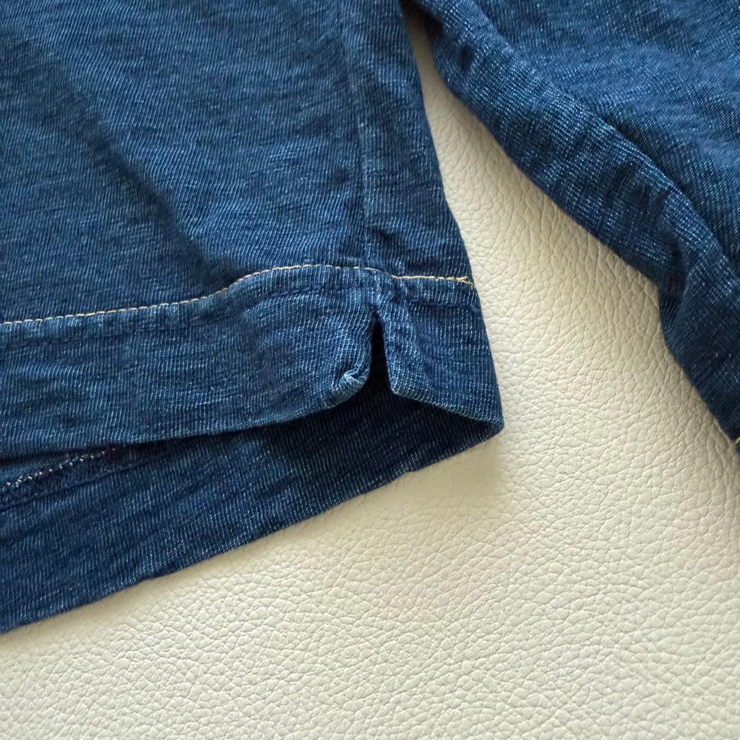 45R クルーネック　インディゴ　ロンT コットン天竺ロングスリーブ