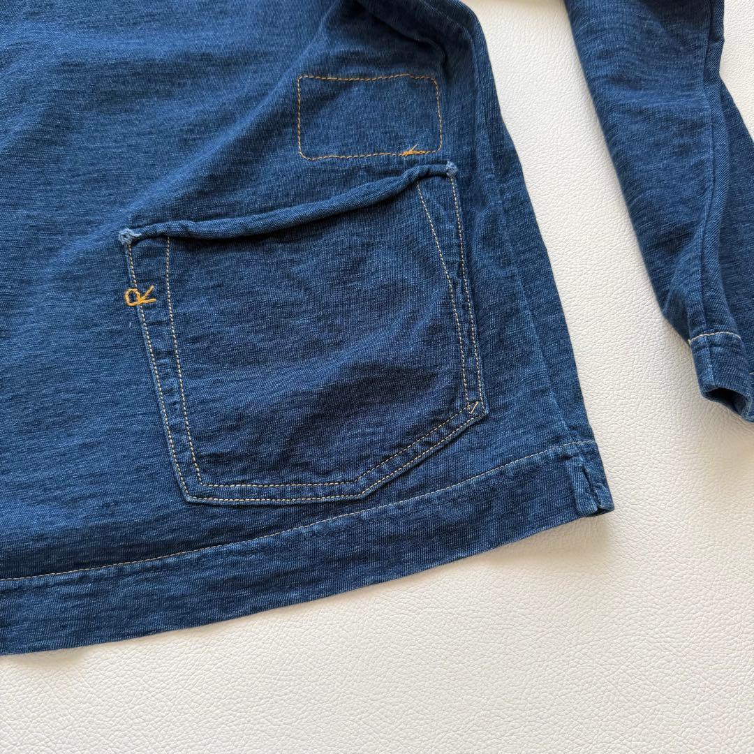 45R クルーネック　インディゴ　ロンT コットン天竺ロングスリーブ