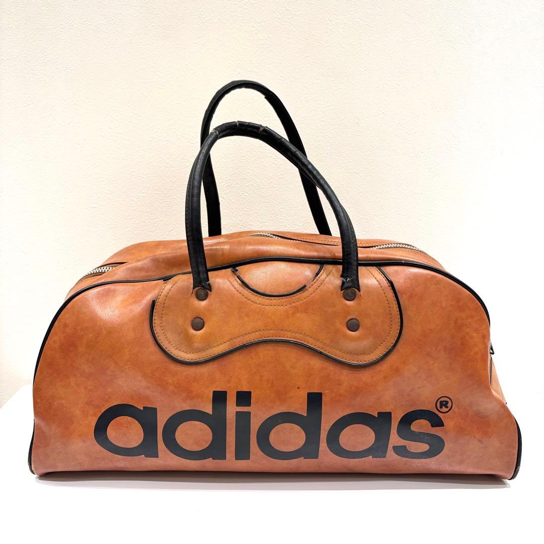 70s アディダス ボストンバッグ レザー ブラウン ヴィンテージ
