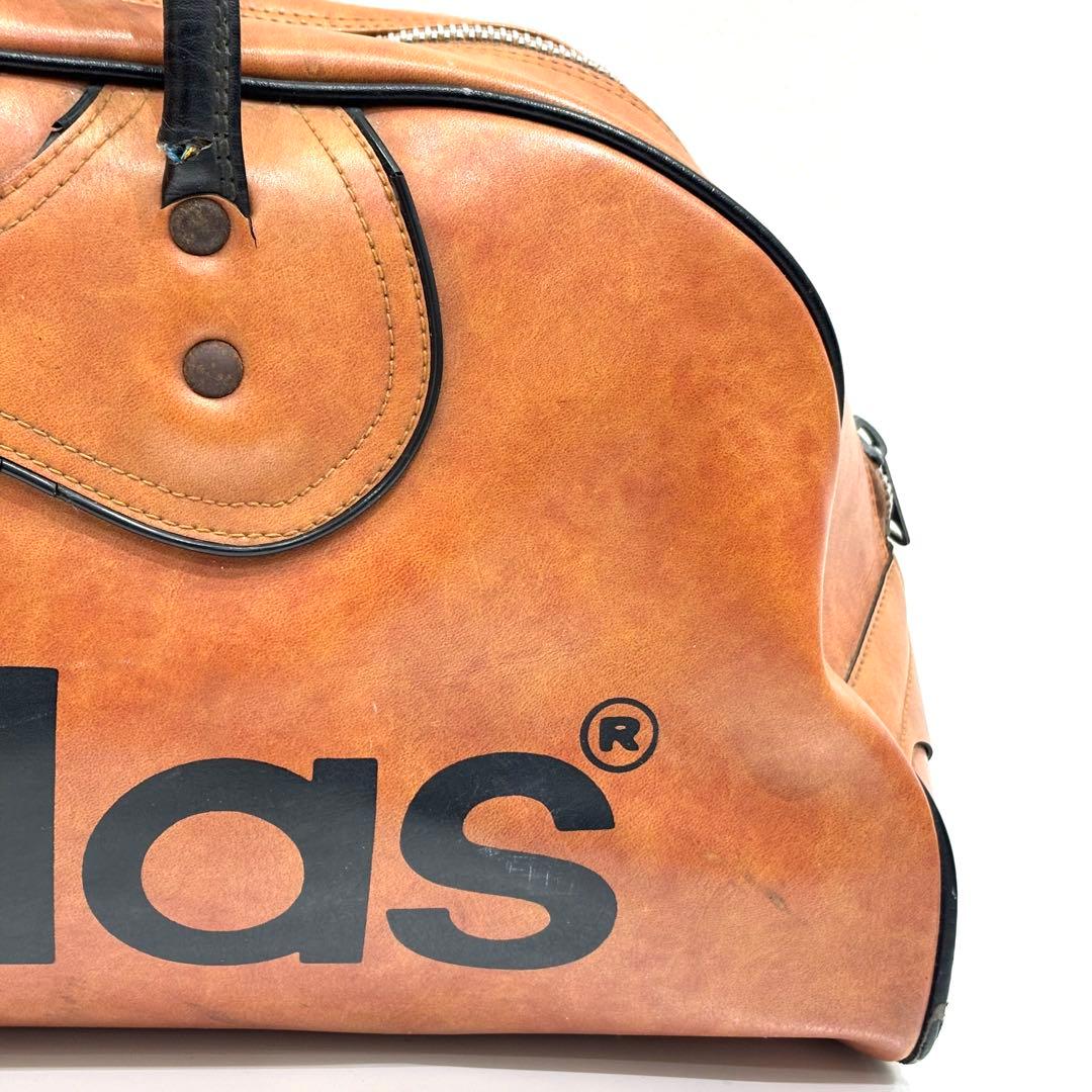 70s アディダス ボストンバッグ レザー ブラウン ヴィンテージ