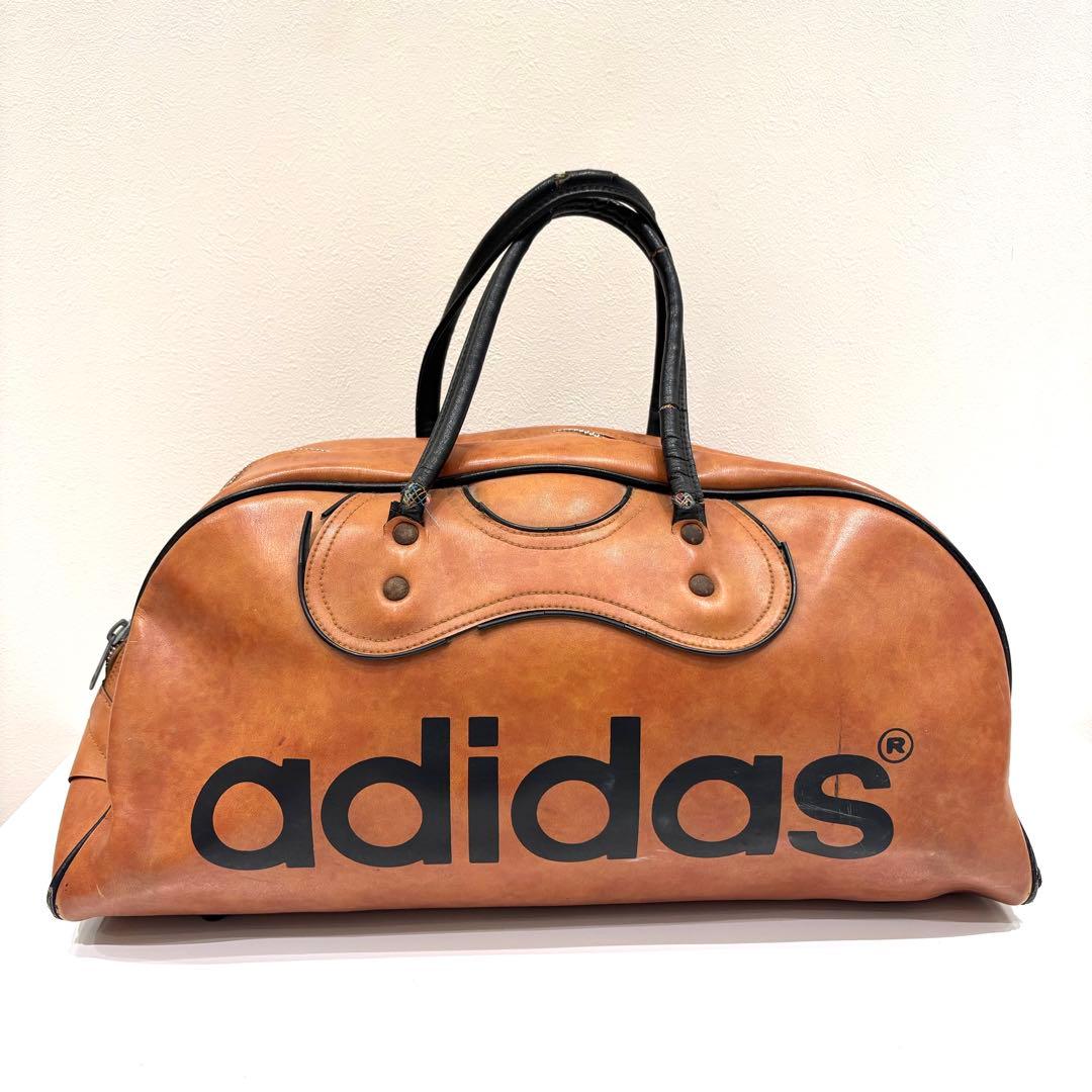 70s アディダス ボストンバッグ レザー ブラウン ヴィンテージ