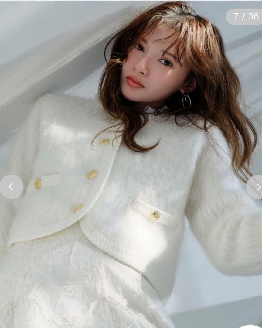 完売色♥️SNIDEL ファーライクフリルニットジャケット✨IVR