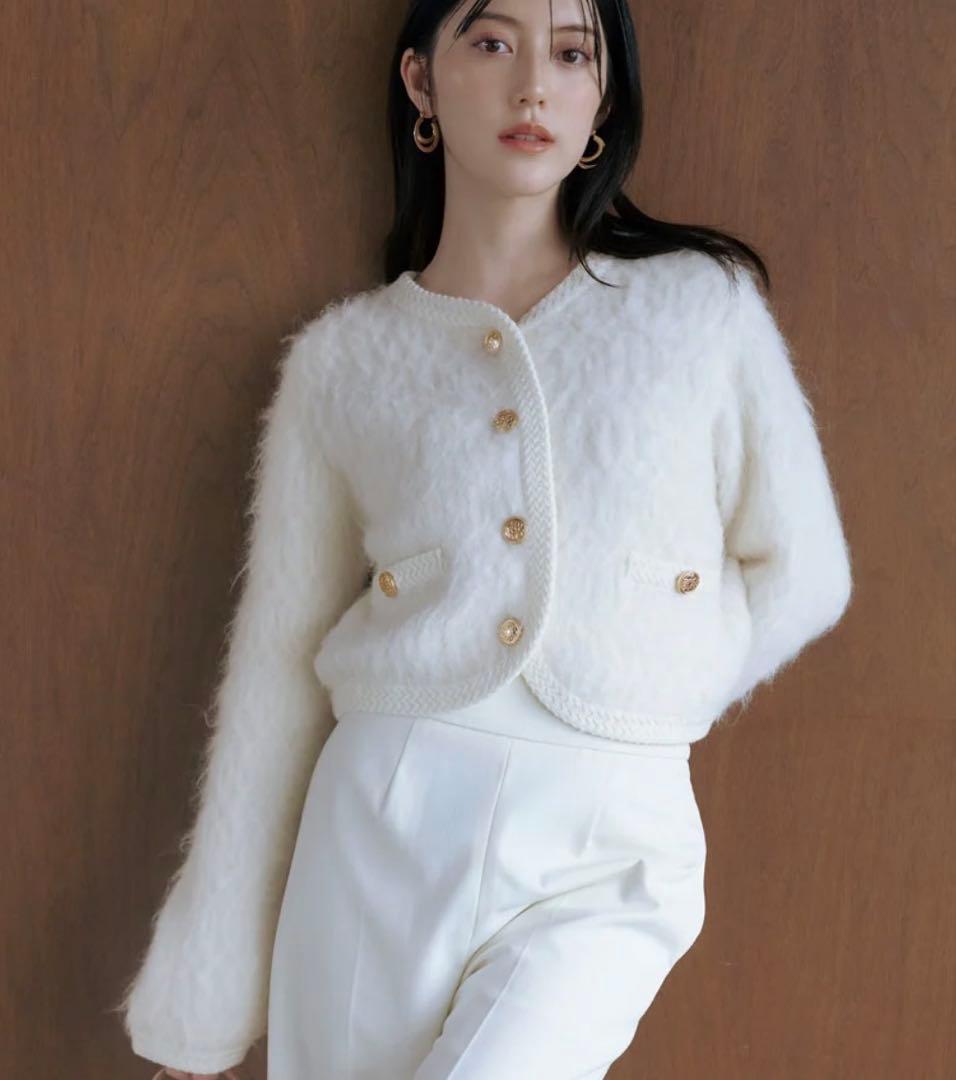 完売色♥️SNIDEL ファーライクフリルニットジャケット✨IVR