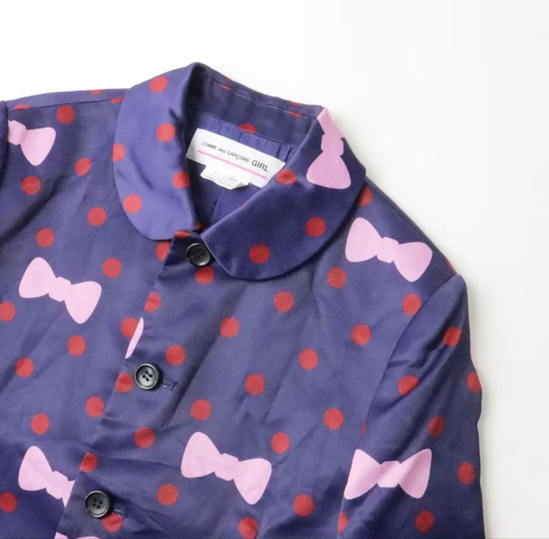 美品 AD2019 コムデギャルソンガール リボンドットプリントジャケット