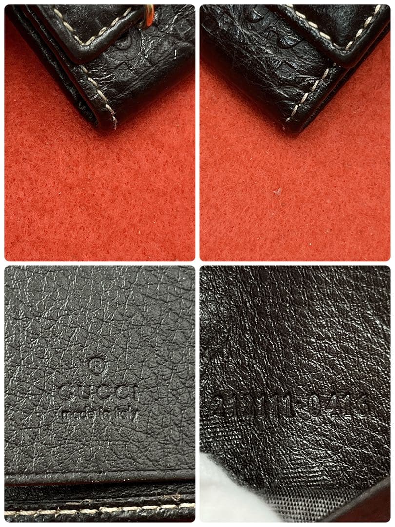 【極美品】グッチ GG柄 ロゴ キーケース ゴールド金具 レザー ダークブラウン