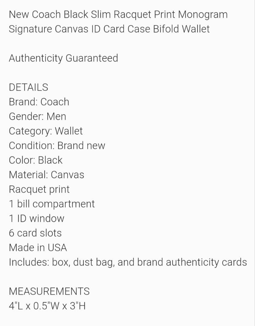 COACH　財布　札入れ　ラケットプリント　紙袋　不織布付