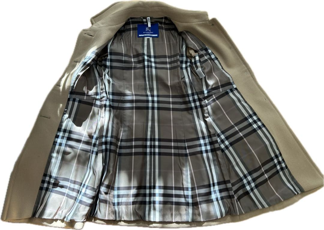 バーバリーブルーレーベル　チェック柄　ベージュ　コート　38
