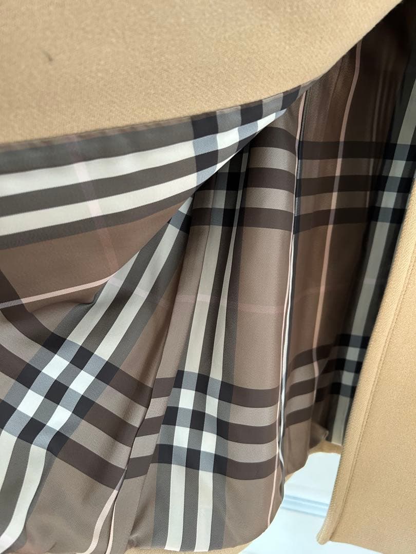 バーバリーブルーレーベル　チェック柄　ベージュ　コート　38