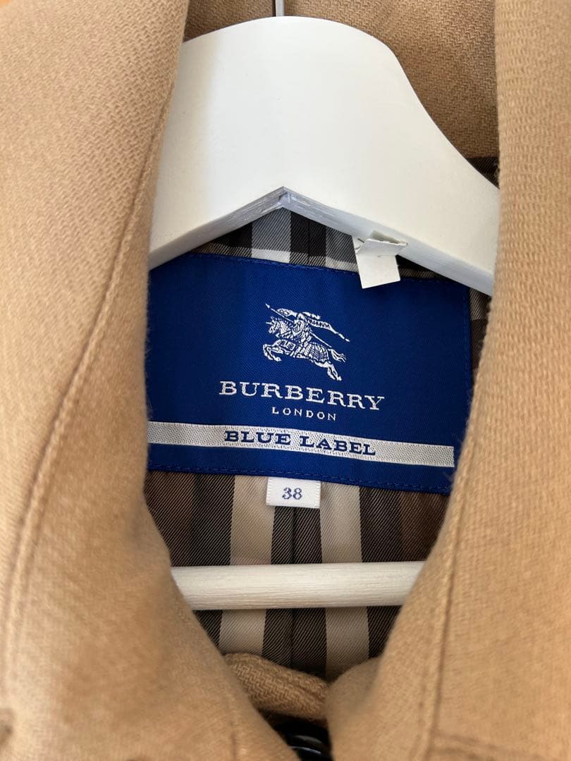 バーバリーブルーレーベル　チェック柄　ベージュ　コート　38