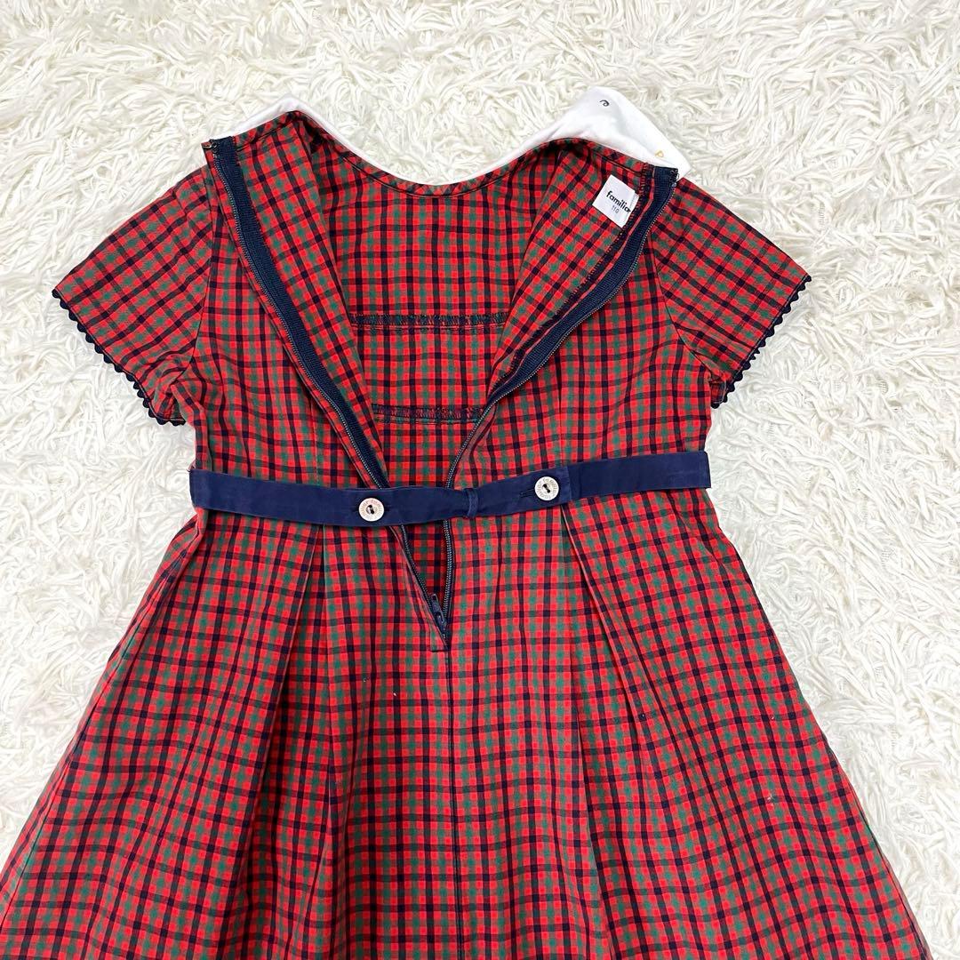 専用✨ファミリア　フォーマルアンサンブル110白襟ワンピース　ボレロ定番チェック