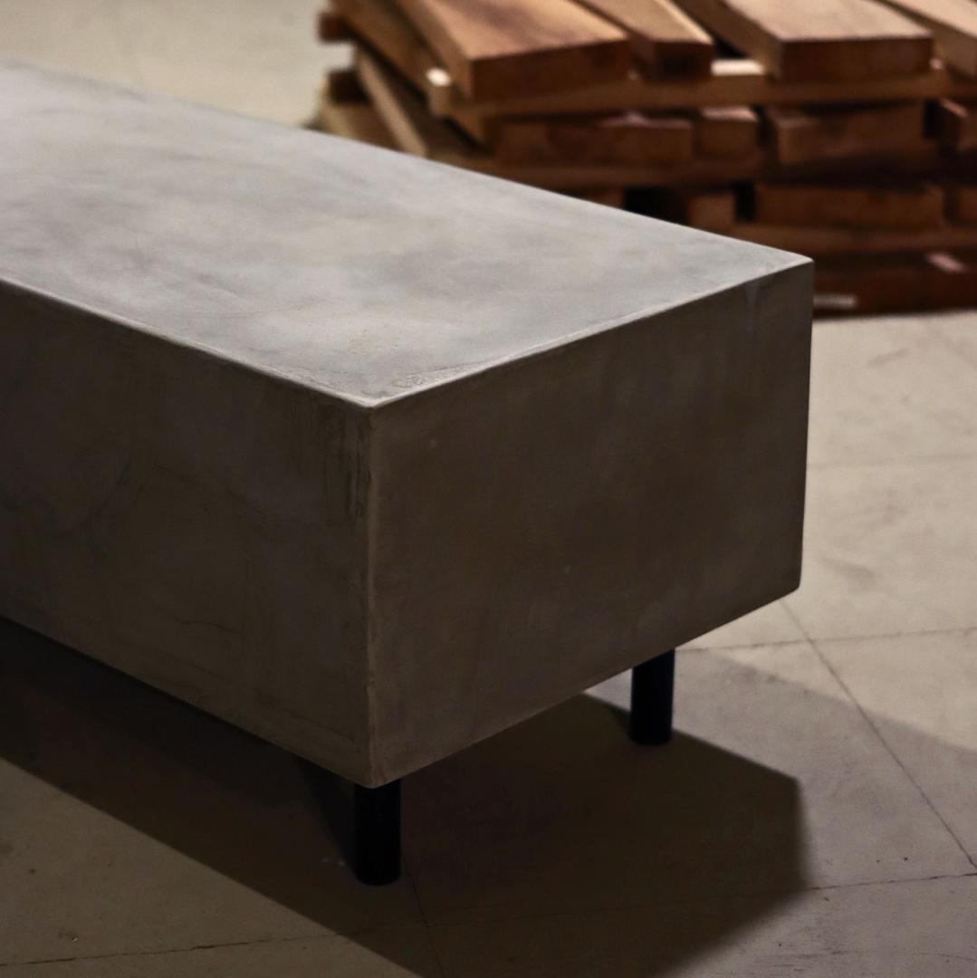 120cm｜ライトグレー｜テレビボード｜ボックステーブル｜薄塗りモルタル