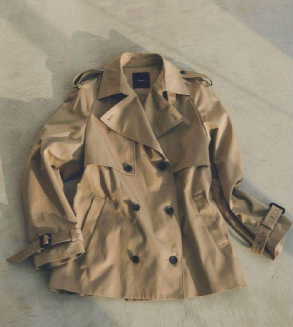 早い者勝ち！anuans ハーフオーバートレンチコート(ベージュ)(Mサイズ)