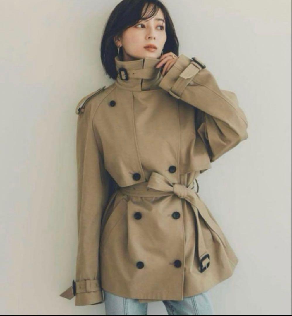 早い者勝ち！anuans ハーフオーバートレンチコート(ベージュ)(Mサイズ)