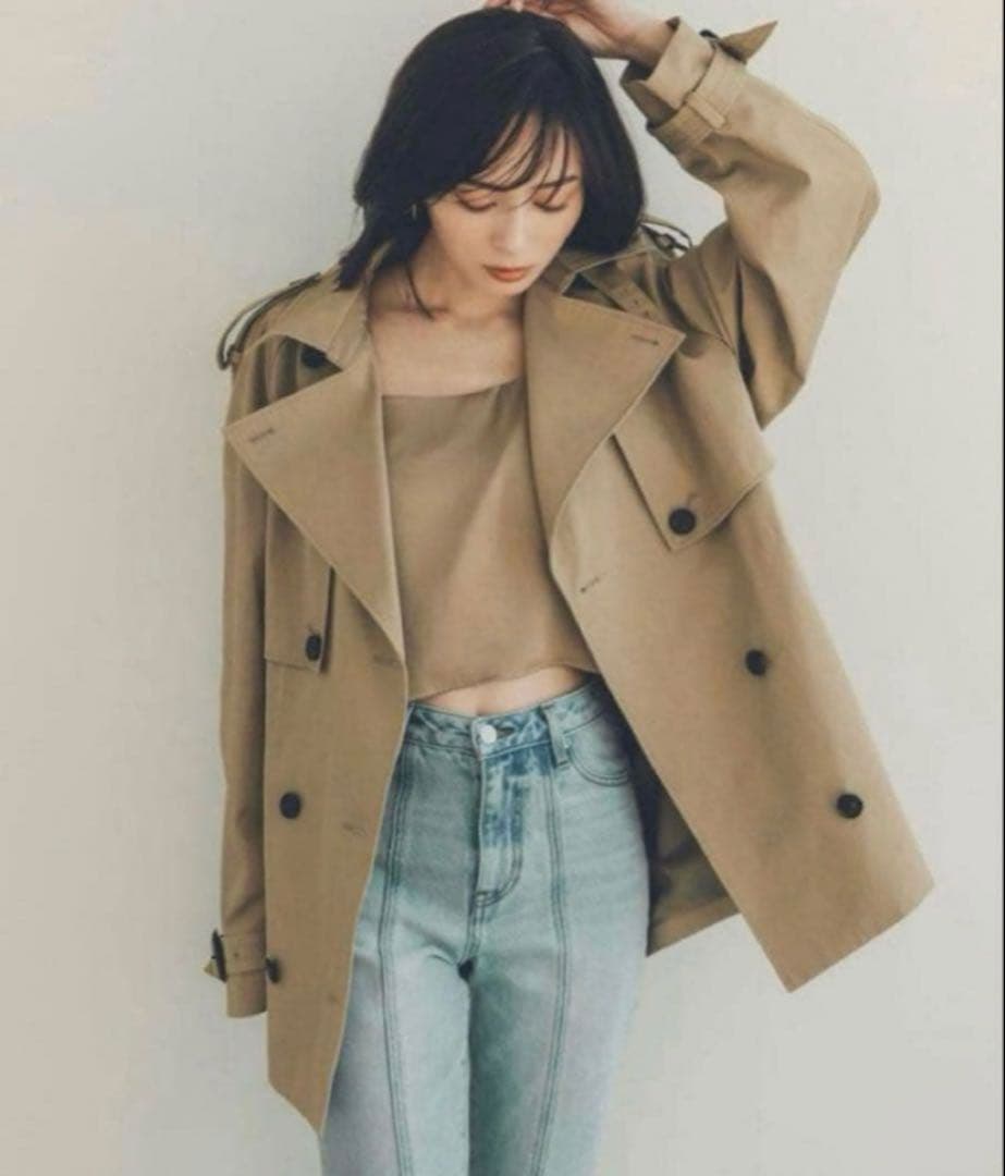 早い者勝ち！anuans ハーフオーバートレンチコート(ベージュ)(Mサイズ)