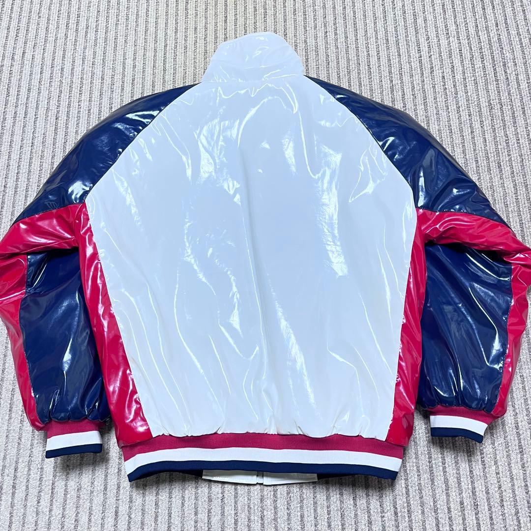 ZETT 野球部 グランドコート グラコン ジャンパー 白＆紺＆赤 光沢