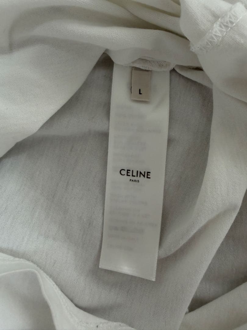 CELINE プリント Tシャツ Lサイズ ホワイト