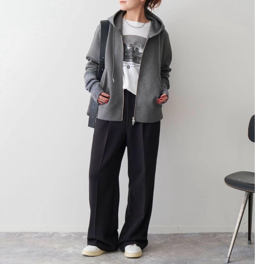 Spick and Span ストレッチジップフードパーカー＊グレー