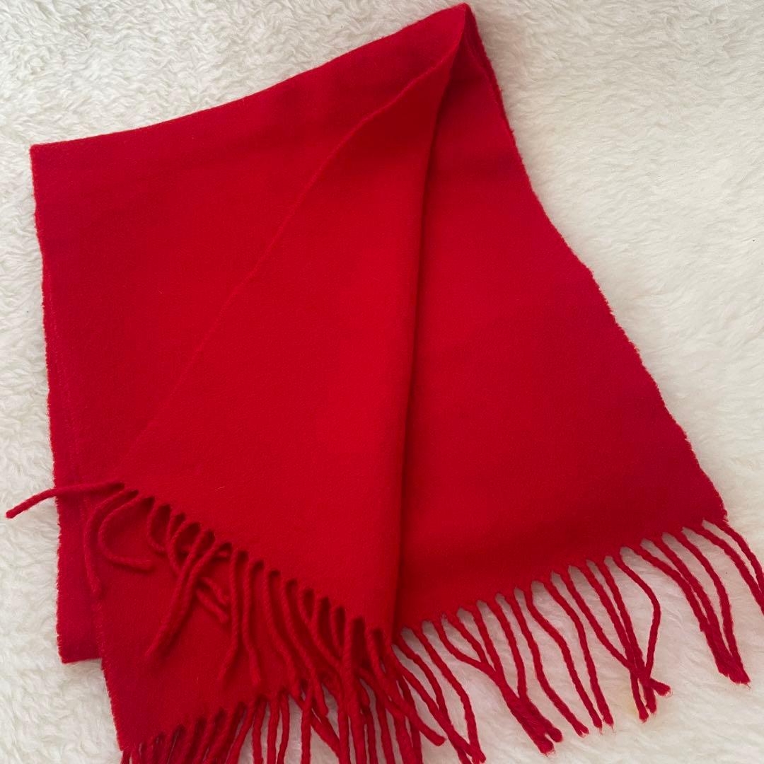 Johnstons of Elgin カシミヤ100%マフラー レッド 英国製