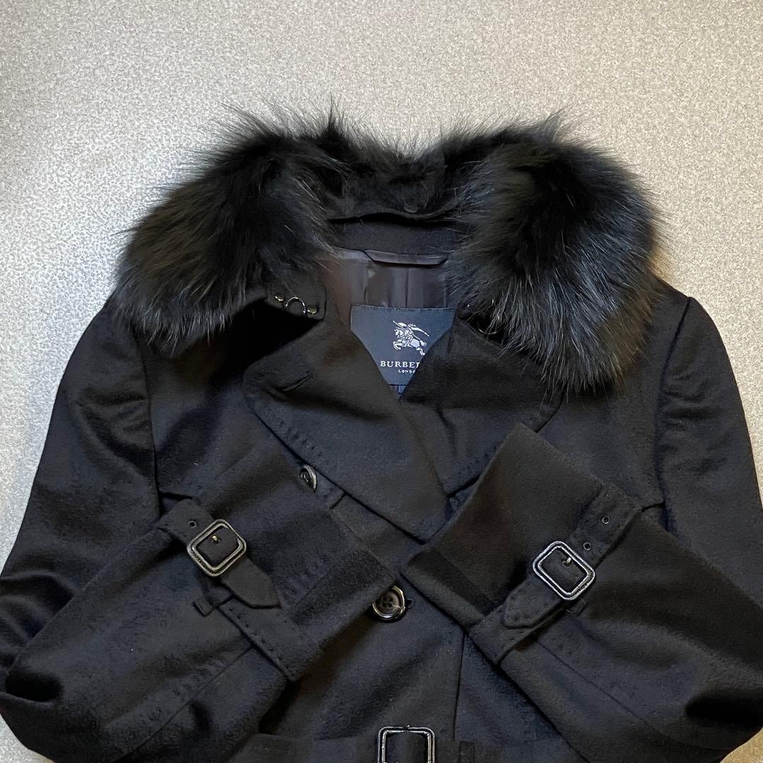【希少✨カシミヤ混】バーバリーロンドン ファー付きウールトレンチコート